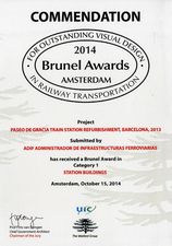 Accsit en los premios Brunel para la remodelacin de Passeig de Grcia 