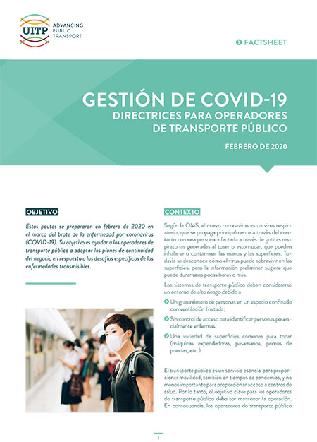 La Unin Internacional Transporte Pblico publica la hoja informativa Gestin de Covid-19