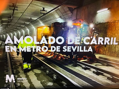 Nueva campa�a de amolado de carril en Metro de Sevilla