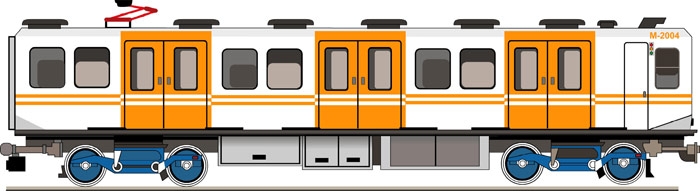 Coche 2.000 1� Serie. Puesta en funcionamiento en 1985. Alcanza una velocidad m�xima de 65 Km/h. Constructores AEG-CAF. Es el primer material m�vil de galibo estrecho construido para sustituir al material m�vil cl�sico. Sigue en servicio en 2009.
