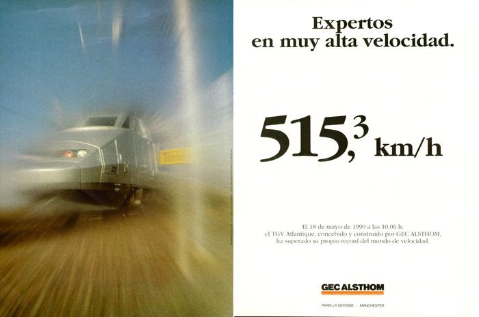 Anuncio de Alstom con el nuevo r�cord mundial de velocidad.