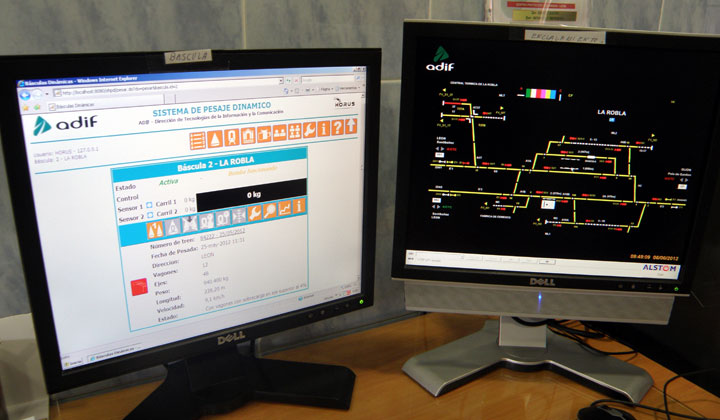 En el gabinete de circulaci�n un monitor recibe por radio modem los datos medidos en la b�scula. En tiempo real estos datos son legibles en cualquier terminal autorizada de Adif.