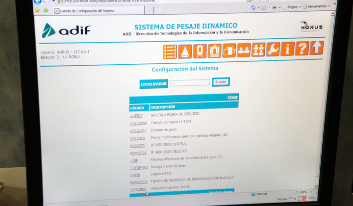 Pantalla del sistema de la b�scula