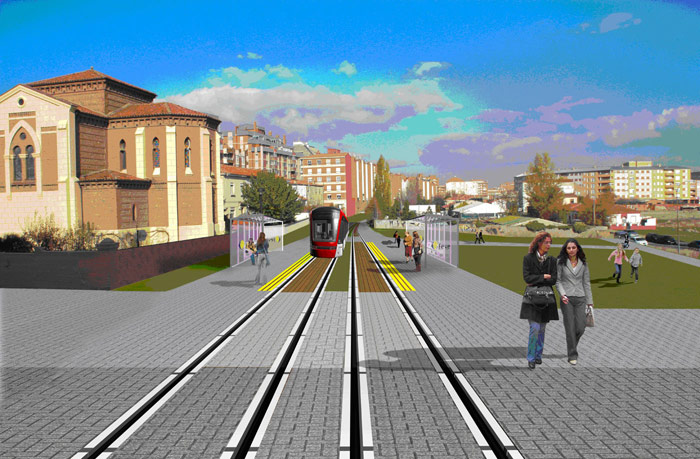 El tranv�a en la Plaza Juan de Austria