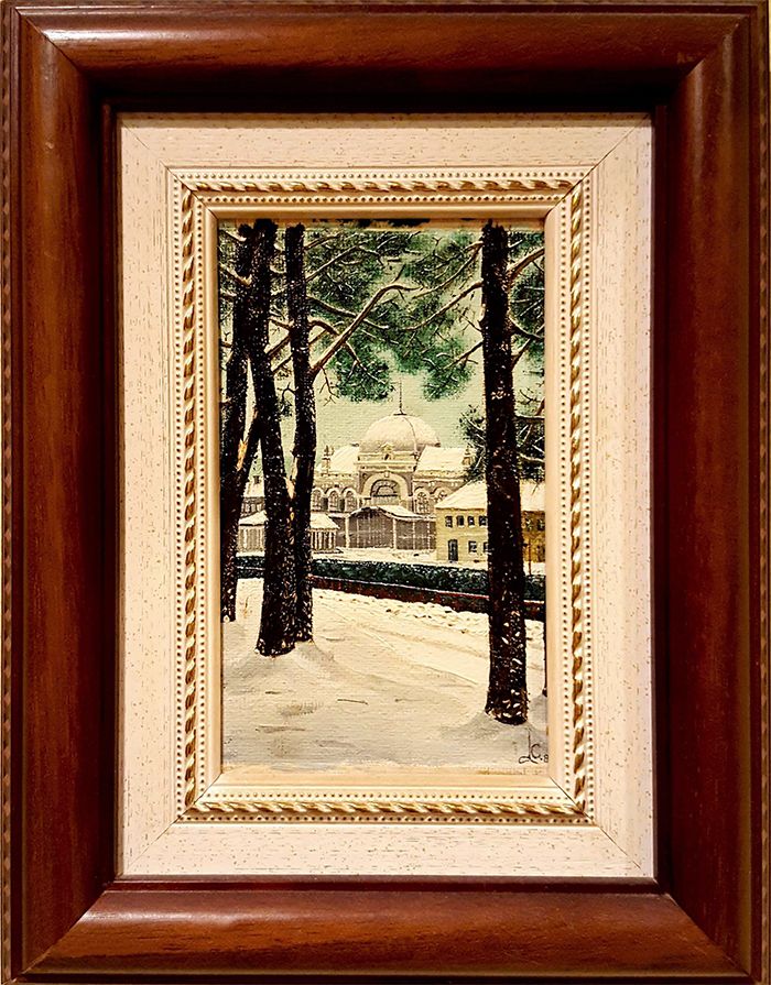 Pintura al �leo de la Estaci�n de Canfranc. Exposici�n de pintura de Jos� Pardo Iglesias en Navalperal de Pinares (�vila)- agosto 2018