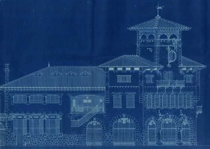Proyecto ganador del concurso convocado por la Compa��a de los Ferrocarriles Vascongados, redactado por el arquitecto Manuel M� Smith. Archivo EuskoTren/Museo Vasco del Ferrocarril